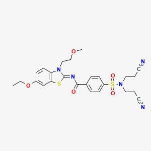 4-[bis(2-cyanoethyl)sulfamoyl]-N-[6-ethoxy-3-(2-methoxyethyl)-1,3-benzothiazol-2-ylidene]benzamide - 865161-86-0