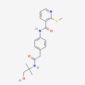 N-(4-(2-((1-hydroxy-2-methylpropan-2-yl)amino)-2-oxoethyl)phenyl)-2-(methylthio)nicotinamide - 1235098-10-8