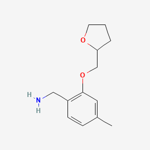 [4-Methyl-2-(oxolan-2-ylmethoxy)phenyl]methanamine - 1250081-20-9