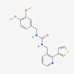 1-(3,4-Dimethoxybenzyl)-3-((2-(thiophen-3-yl)pyridin-3-yl)methyl)urea - 2034345-57-6