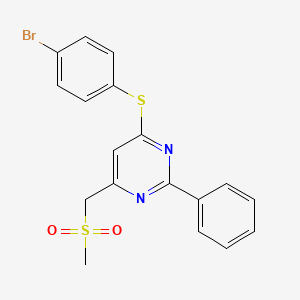 4-(4-Bromophenyl)sulfanyl-6-(methylsulfonylmethyl)-2-phenylpyrimidine - 338967-63-8