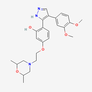 2-(4-(3,4-dimethoxyphenyl)-1H-pyrazol-3-yl)-5-(2-(2,6-dimethylmorpholino)ethoxy)phenol - 1005960-08-6