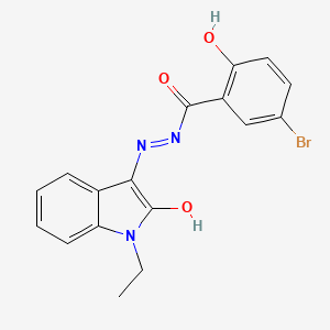 (Z)-5-bromo-N'-(1-ethyl-2-oxoindolin-3-ylidene)-2-hydroxybenzohydrazide - 613219-78-6