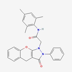 2-{3-oxo-2-phenyl-1H,2H,3H,4H-chromeno[2,3-c]pyrazol-1-yl}-N-(2,4,6-trimethylphenyl)acetamide - 1223930-94-6