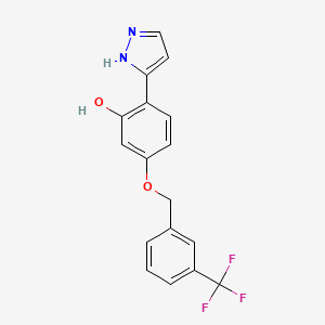 2-(1H-pyrazol-3-yl)-5-{[3-(trifluoromethyl)benzyl]oxy}benzenol - 1007029-93-7