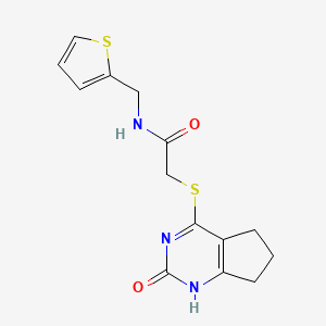 2-((2-oxo-2,5,6,7-tetrahydro-1H-cyclopenta[d]pyrimidin-4-yl)thio)-N-(thiophen-2-ylmethyl)acetamide - 1203186-14-4
