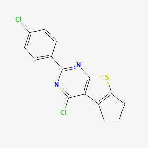 12-Chloro-10-(4-chlorophenyl)-7-thia-9,11-diazatricyclo[6.4.0.0,2,6]dodeca-1(12),2(6),8,10-tetraene - 565192-20-3