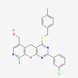 [5-(3-chlorophenyl)-14-methyl-7-[(4-methylphenyl)methylsulfanyl]-2-oxa-4,6,13-triazatricyclo[8.4.0.03,8]tetradeca-1(10),3(8),4,6,11,13-hexaen-11-yl]methanol - 892414-81-2