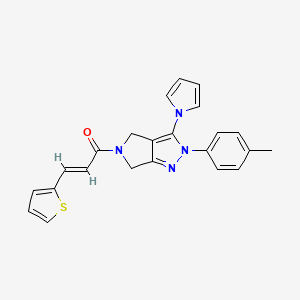 (E)-1-(3-(1H-pyrrol-1-yl)-2-(p-tolyl)pyrrolo[3,4-c]pyrazol-5(2H,4H,6H)-yl)-3-(thiophen-2-yl)prop-2-en-1-one - 1334377-26-2