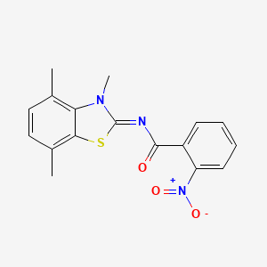 2-nitro-N-[(2Z)-3,4,7-trimethyl-2,3-dihydro-1,3-benzothiazol-2-ylidene]benzamide - 868370-41-6