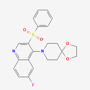 8-[3-(Benzenesulfonyl)-6-fluoroquinolin-4-yl]-1,4-dioxa-8-azaspiro[4.5]decane - 866844-22-6