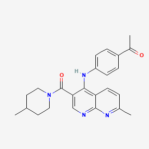 1-(4-{[7-methyl-3-(4-methylpiperidine-1-carbonyl)-1,8-naphthyridin-4-yl]amino}phenyl)ethan-1-one - 1251565-27-1