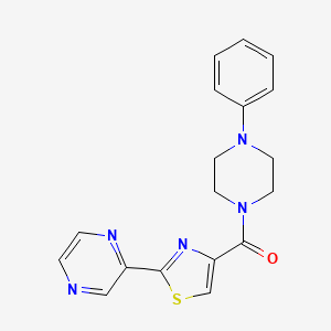 (4-Phenylpiperazin-1-yl)(2-(pyrazin-2-yl)thiazol-4-yl)methanone - 1235057-04-1