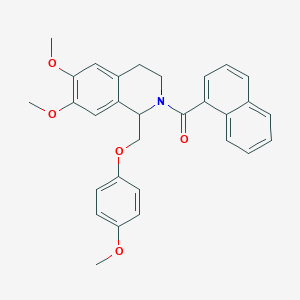 (6,7-dimethoxy-1-((4-methoxyphenoxy)methyl)-3,4-dihydroisoquinolin-2(1H)-yl)(naphthalen-1-yl)methanone - 680603-75-2