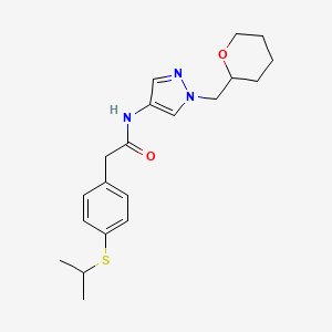 2-(4-(isopropylthio)phenyl)-N-(1-((tetrahydro-2H-pyran-2-yl)methyl)-1H-pyrazol-4-yl)acetamide - 2034373-44-7