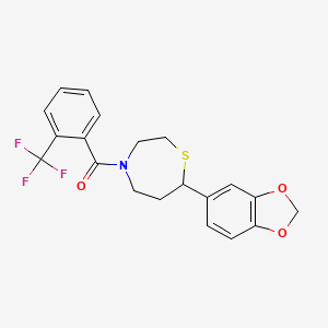 (7-(Benzo[d][1,3]dioxol-5-yl)-1,4-thiazepan-4-yl)(2-(trifluoromethyl)phenyl)methanone - 1704550-82-2