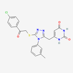 6-[(5-{[2-(4-chlorophenyl)-2-oxoethyl]sulfanyl}-4-(3-methylphenyl)-4H-1,2,4-triazol-3-yl)methyl]-1,2,3,4-tetrahydropyrimidine-2,4-dione - 852048-04-5