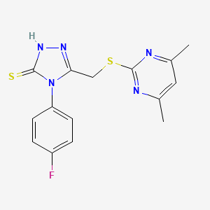 5-{[(4,6-dimethylpyrimidin-2-yl)thio]methyl}-4-(4-fluorophenyl)-4H-1,2,4-triazole-3-thiol - 887205-52-9