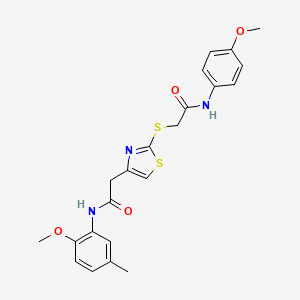 2-[(4-{[(2-methoxy-5-methylphenyl)carbamoyl]methyl}-1,3-thiazol-2-yl)sulfanyl]-N-(4-methoxyphenyl)acetamide - 941980-51-4