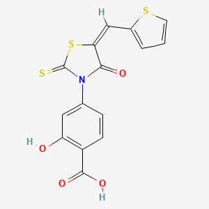 (E)-2-hydroxy-4-(4-oxo-5-(thiophen-2-ylmethylene)-2-thioxothiazolidin-3-yl)benzoic acid - 853904-13-9