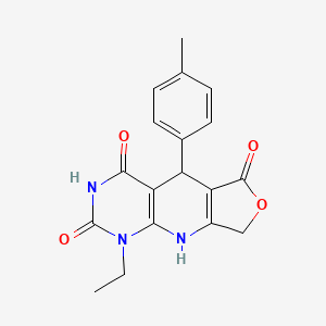 13-ethyl-8-(4-methylphenyl)-5-oxa-2,11,13-triazatricyclo[7.4.0.03,7]trideca-1(9),3(7)-diene-6,10,12-trione - 874594-37-3