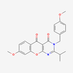 2-isopropyl-8-methoxy-3-(4-methoxybenzyl)-3H-chromeno[2,3-d]pyrimidine-4,5-dione - 896853-03-5