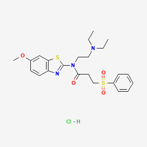 N-(2-(diethylamino)ethyl)-N-(6-methoxybenzo[d]thiazol-2-yl)-3-(phenylsulfonyl)propanamide hydrochloride - 1215522-09-0
