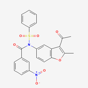 N-(3-acetyl-2-methyl-1-benzofuran-5-yl)-N-(benzenesulfonyl)-3-nitrobenzamide - 420841-80-1