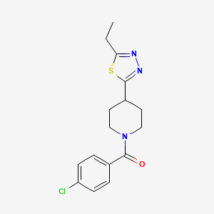 (4-Chlorophenyl)(4-(5-ethyl-1,3,4-thiadiazol-2-yl)piperidin-1-yl)methanone - 1172233-23-6