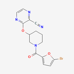 3-((1-(5-Bromofuran-2-carbonyl)piperidin-3-yl)oxy)pyrazine-2-carbonitrile - 2034229-43-9