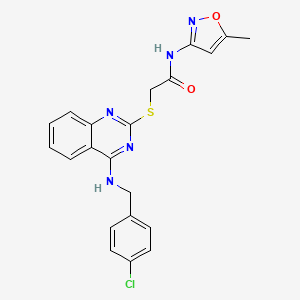 2-((4-((4-chlorobenzyl)amino)quinazolin-2-yl)thio)-N-(5-methylisoxazol-3-yl)acetamide - 422532-09-0