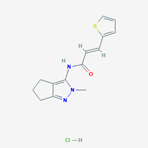 (E)-N-(2-methyl-2,4,5,6-tetrahydrocyclopenta[c]pyrazol-3-yl)-3-(thiophen-2-yl)acrylamide hydrochloride - 2035021-97-5