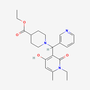 Ethyl 1-((1-ethyl-4-hydroxy-6-methyl-2-oxo-1,2-dihydropyridin-3-yl)(pyridin-3-yl)methyl)piperidine-4-carboxylate - 939242-37-2