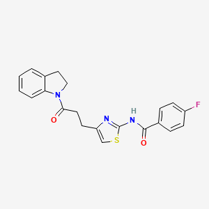 4-fluoro-N-(4-(3-(indolin-1-yl)-3-oxopropyl)thiazol-2-yl)benzamide - 1021255-68-4