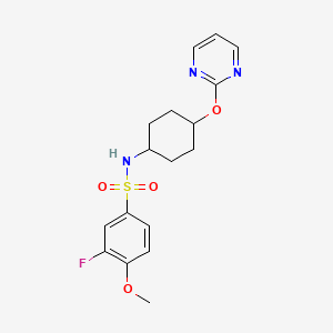 3-fluoro-4-methoxy-N-((1r,4r)-4-(pyrimidin-2-yloxy)cyclohexyl)benzenesulfonamide - 2034501-58-9