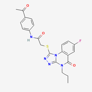 N-(4-acetylphenyl)-2-((7-fluoro-5-oxo-4-propyl-4,5-dihydro-[1,2,4]triazolo[4,3-a]quinazolin-1-yl)thio)acetamide - 1105220-25-4
