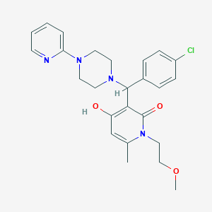 3-((4-chlorophenyl)(4-(pyridin-2-yl)piperazin-1-yl)methyl)-4-hydroxy-1-(2-methoxyethyl)-6-methylpyridin-2(1H)-one - 897735-18-1