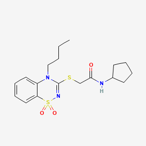 2-[(4-butyl-1,1-dioxo-4H-1lambda6,2,4-benzothiadiazin-3-yl)sulfanyl]-N-cyclopentylacetamide - 933213-63-9