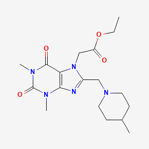 ethyl {1,3-dimethyl-8-[(4-methylpiperidin-1-yl)methyl]-2,6-dioxo-1,2,3,6-tetrahydro-7H-purin-7-yl}acetate - 838905-08-1