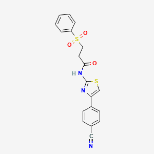 3-(benzenesulfonyl)-N-[4-(4-cyanophenyl)-1,3-thiazol-2-yl]propanamide - 868676-06-6