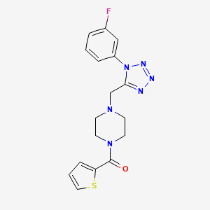 (4-((1-(3-fluorophenyl)-1H-tetrazol-5-yl)methyl)piperazin-1-yl)(thiophen-2-yl)methanone - 1021254-24-9