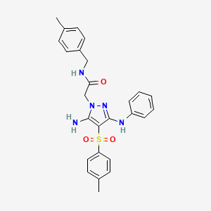 2-(5-amino-3-(phenylamino)-4-tosyl-1H-pyrazol-1-yl)-N-(4-methylbenzyl)acetamide - 1020502-39-9