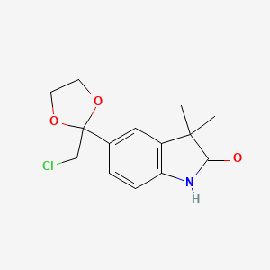 5-[2-(chloromethyl)-1,3-dioxolan-2-yl]-3,3-dimethyl-2,3-dihydro-1H-indol-2-one - 2059485-76-4