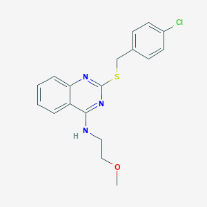 2-((4-chlorobenzyl)thio)-N-(2-methoxyethyl)quinazolin-4-amine - 422532-96-5
