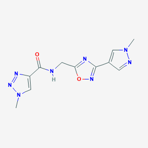 1-methyl-N-((3-(1-methyl-1H-pyrazol-4-yl)-1,2,4-oxadiazol-5-yl)methyl)-1H-1,2,3-triazole-4-carboxamide - 2034384-73-9