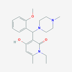 1-ethyl-4-hydroxy-3-((2-methoxyphenyl)(4-methylpiperazin-1-yl)methyl)-6-methylpyridin-2(1H)-one - 897734-26-8