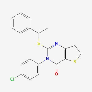 3-(4-chlorophenyl)-2-[(1-phenylethyl)sulfanyl]-3H,4H,6H,7H-thieno[3,2-d]pyrimidin-4-one - 687564-64-3