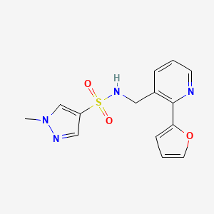 N-((2-(furan-2-yl)pyridin-3-yl)methyl)-1-methyl-1H-pyrazole-4-sulfonamide - 2034345-71-4