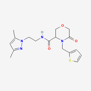 N-(2-(3,5-dimethyl-1H-pyrazol-1-yl)ethyl)-5-oxo-4-(thiophen-2-ylmethyl)morpholine-3-carboxamide - 1421443-97-1