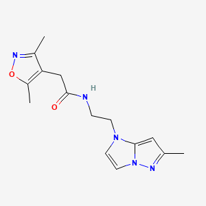 2-(3,5-dimethylisoxazol-4-yl)-N-(2-(6-methyl-1H-imidazo[1,2-b]pyrazol-1-yl)ethyl)acetamide - 2034363-86-3